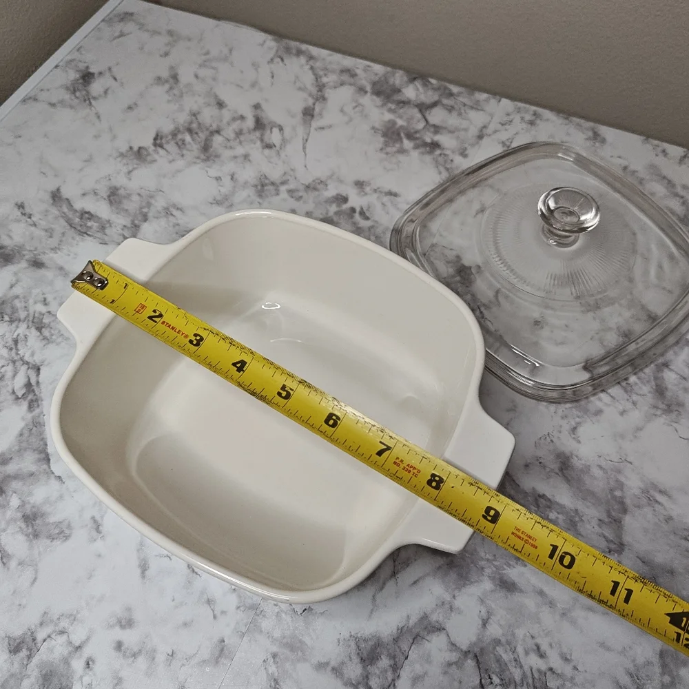 Vintage Pyrex Glass Lid White Casserole Dish Fruit Design